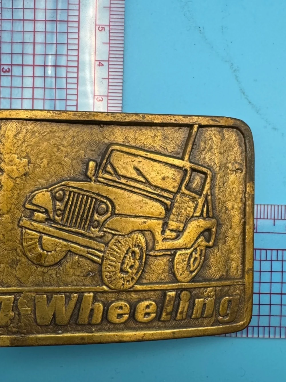 4-Wheeling Offroad Jeep Vintage Brass Belt Buckle